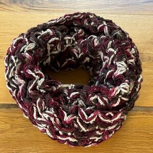Collection XIIX Burgundy and Beige Knit Infinity Scarf